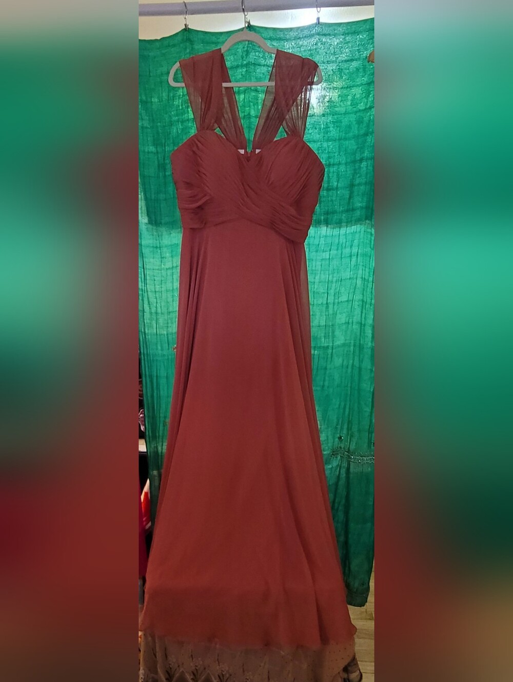 Lux Chiffon Fair Shoulder Long Flowing Dress - Rose Pink